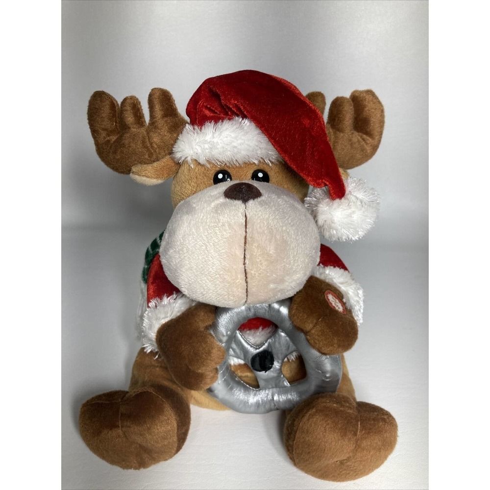 Kids Of America Holiday Cheer Animated Singing Santa Reindeer w/ Flashing Wheel